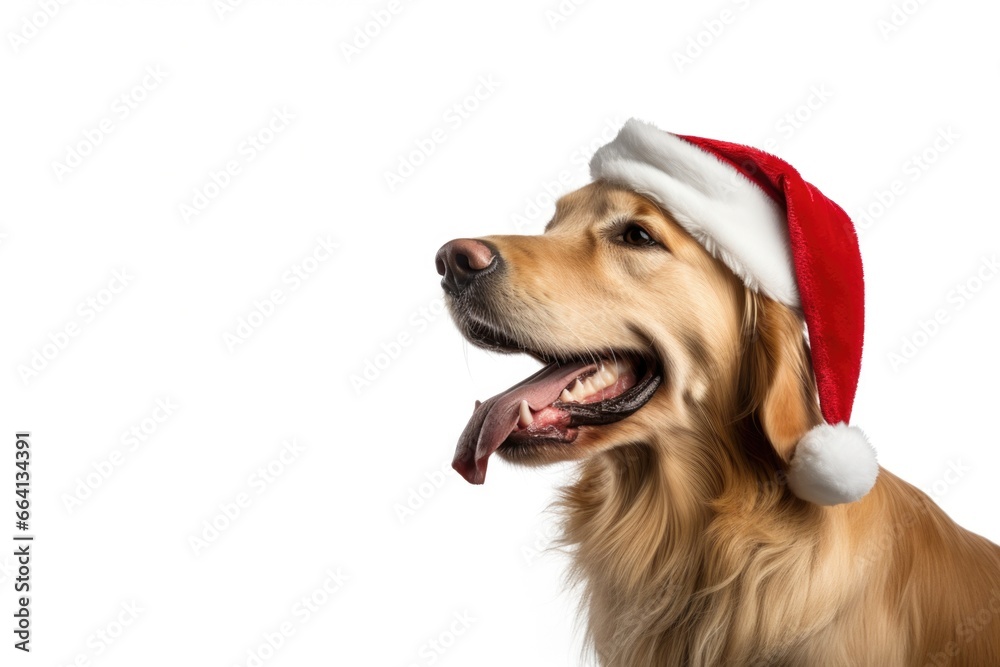Golden Retriever wearing santa hat Golden Retriever wearing santa hat