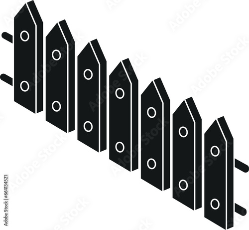 Cartoon Black and White Isolated Illustration Vector Of A Wooden Picket Fence