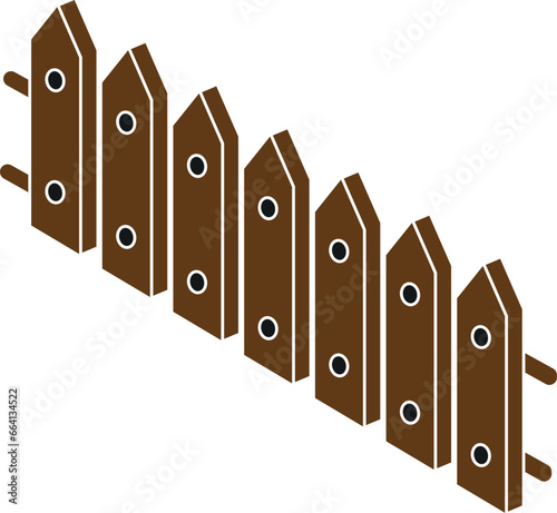 Cartoon Isolated Illustration Vector Of A Wooden Picket Fence