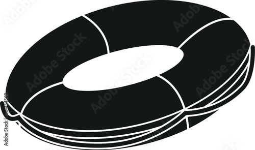 Cartoon Black and White Illustration Vector Of A Swimming Float Life Ring Buoy