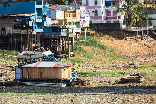 AMAZONAS, DRY - Houseboats are stranded on the edge of the region known as Manaus Moderna, the city's port region, during the drought on the Rio Negro. The Amazon region suffers from a severe drought 