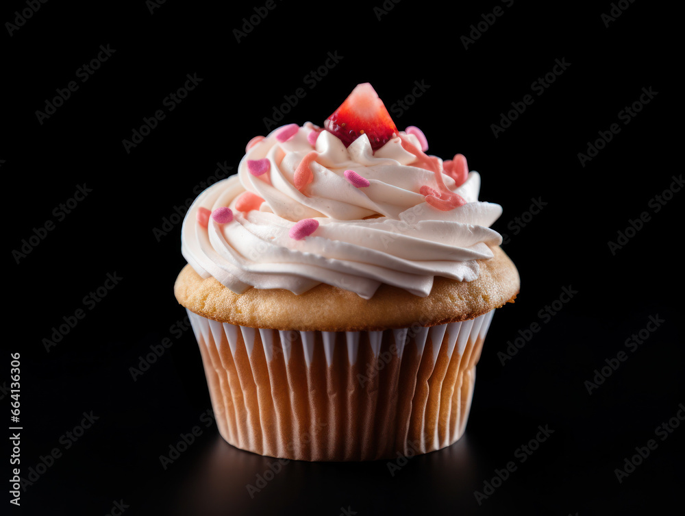 Cupcake Professional Studio Shot Isolated on Clear Background, Food Photography, Generative AI