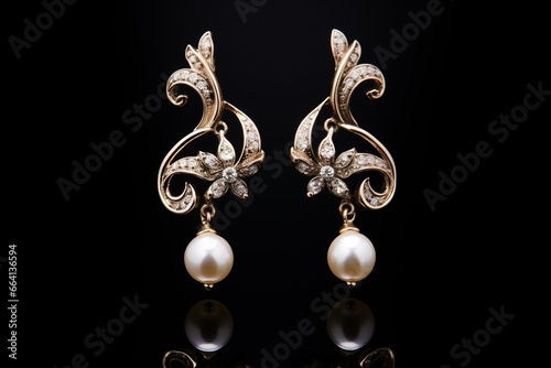 Elegant jewelry with beautiful pearl earrings. Generative AI