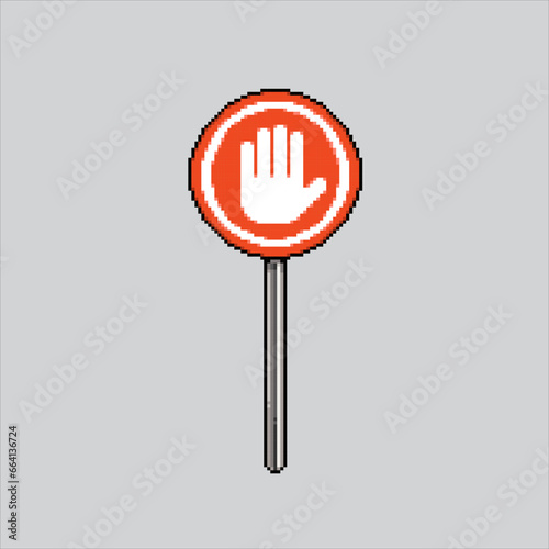 Pixel art illustration Stop Sign. Pixelated stop. stop sign traffic safety
icon pixelated for the pixel art game and icon for website and video game.
old school retro.