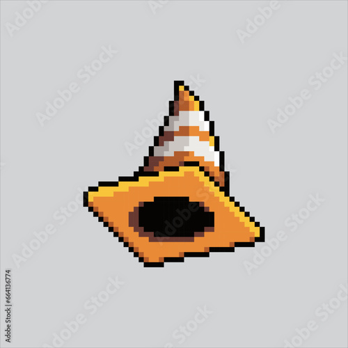 Pixel art illustration traffic cone. Pixelated traffic cone. traffic cone safety
icon pixelated for the pixel art game and icon for website and video game.
old school retro.