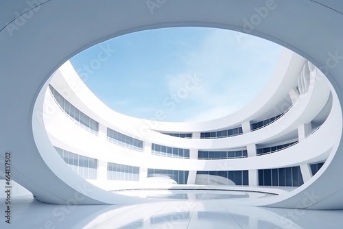 Abstract white interior with curved ceiling. Modern architecture abstract background. 3d rendering  3d illustration.