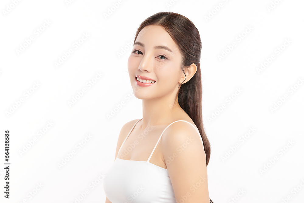 Beautiful young asian woman with clean fresh skin on white background, Face care, Facial treatment, Cosmetology, beauty and spa, Asian women portrait. Beautiful young asian woman with clean fresh skin on white background, Face care, Facial treatment, Cosmetology, beauty and spa, Asian women portrait.