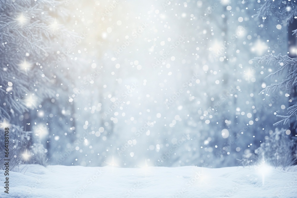 winter and christmas snowy background with snowdrifts and snow-covered blur forest. cold winter time, generative ai winter and christmas snowy background with snowdrifts and snow-covered blur forest. cold winter time, generative ai