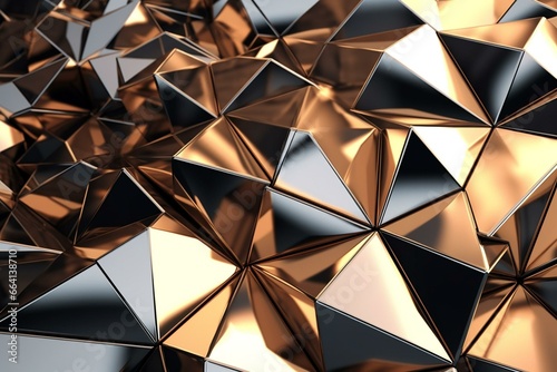 Abstract metallic structure with geometric shapes. Modern architectural backdrop. Generative AI