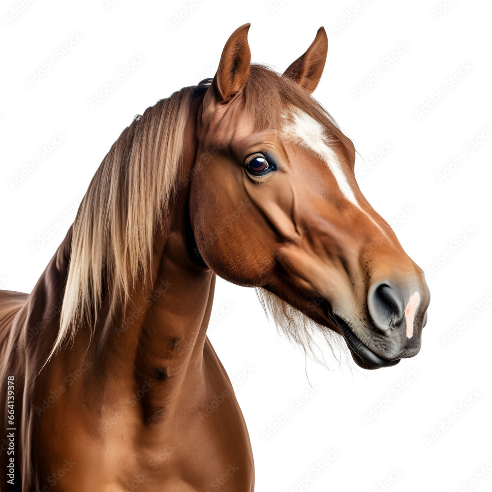 Fototapeta premium Horse head close up view on transparent background