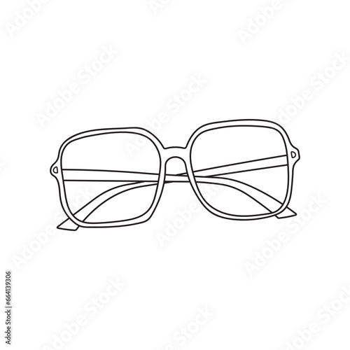 Hand drawn Kids drawing Cartoon Vector illustration elegant glasses Isolated on White Background
