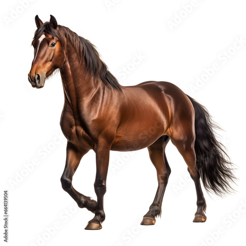 Portrait of a horse  stallion  standing isolated on white background