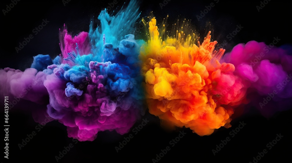 Colorful Rainbow, Holi Paint Colors Colorful Powder Blast