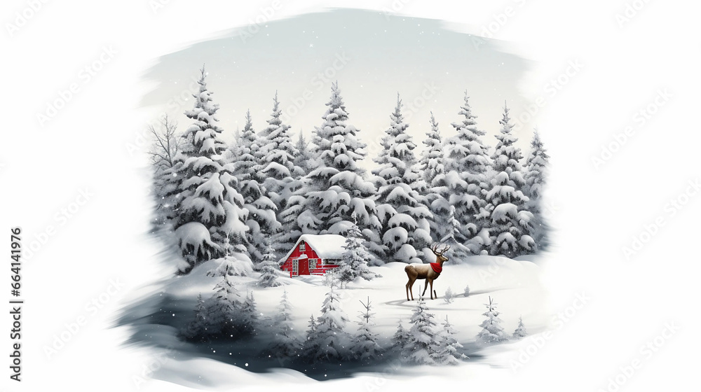 illustrations of winter scenes and holiday images white background insanely detailed and intricate