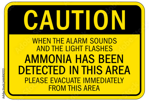 Do not enter when light is flashing sign ammonia has been detected in this area