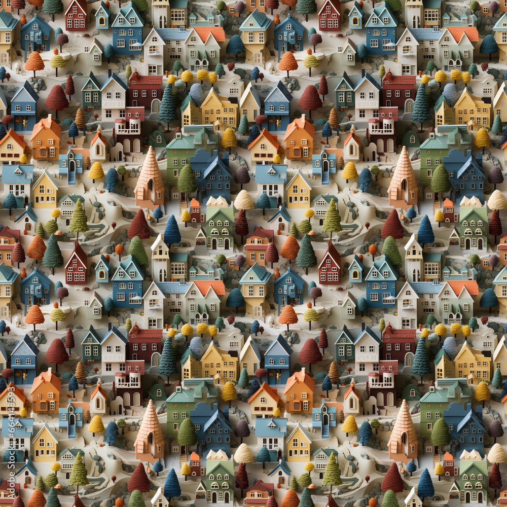 Fototapeta premium seamless pattern of cute colorful architecture of an old european town. colorful houses