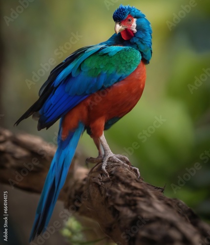 blue and red bird on a branch