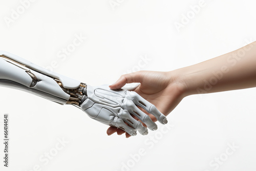 robotic shaking hand the human hand