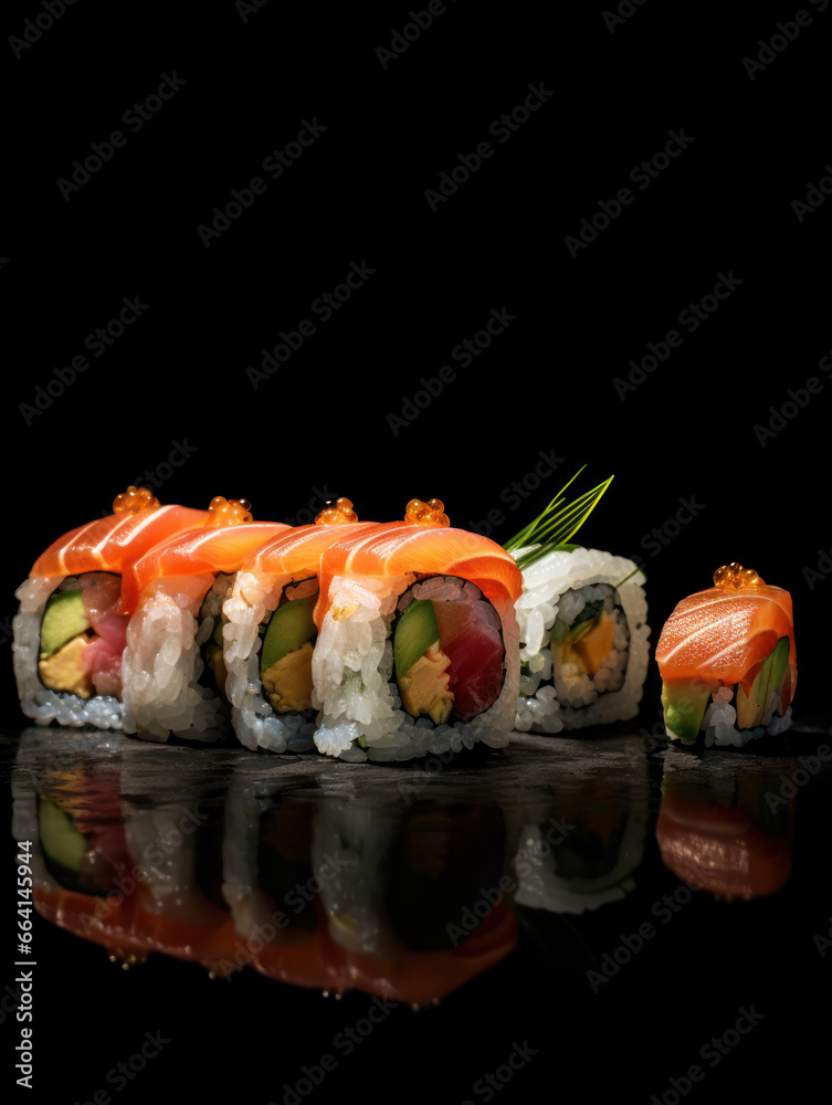 Sushi Studio Shot Isolated on Clear Background, Food Photography, Generative AI Sushi Studio Shot Isolated on Clear Background, Food Photography, Generative AI