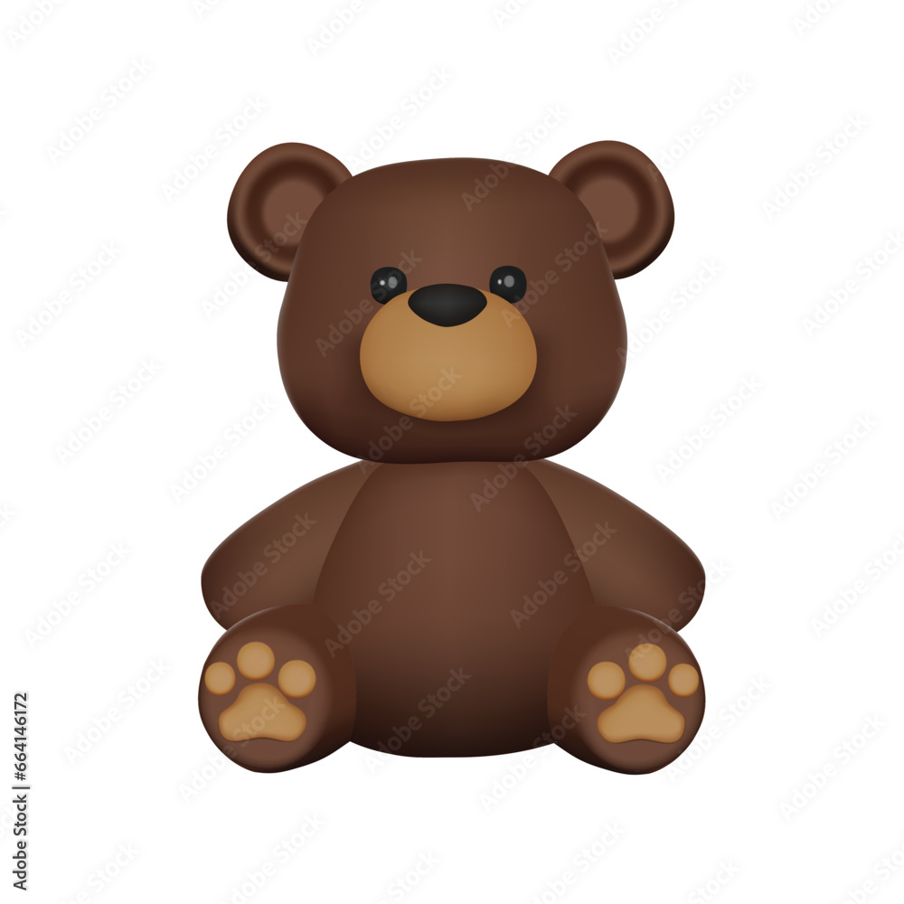 Cute 3D Vector Character Bear Toy Cute 3D Vector Character Bear Toy