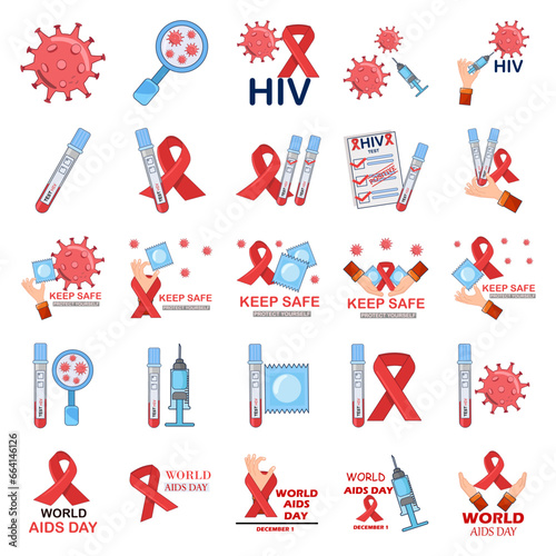 HIV/AIDS Awareness Illustration Sublimation Icon Red Month
