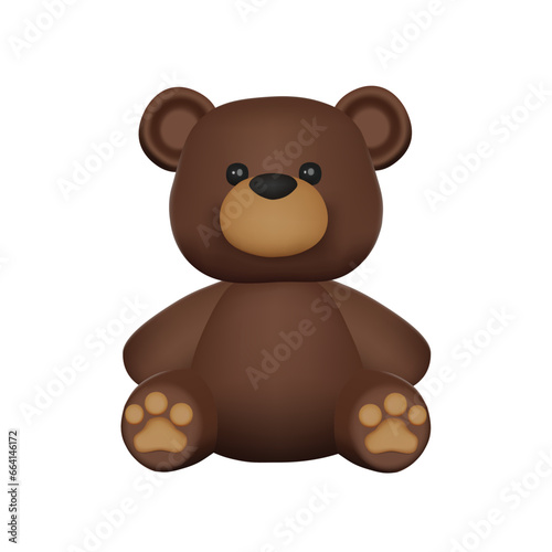 Cute 3D Vector Character Bear Toy