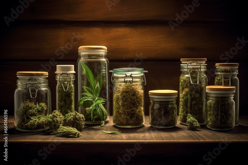 Containers of cannabis for therapeutic purposes and remedies. Generative AI