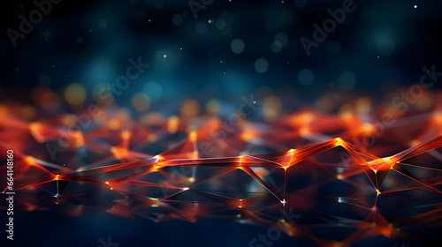 red abstract background with a network grid and particles connected, wave background
