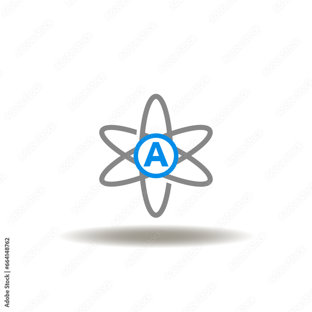 Vector illustration of atom with A letter. Icon of antioxidants. Symbol of science research innovation. Vector illustration of atom with A letter. Icon of antioxidants. Symbol of science research innovation.