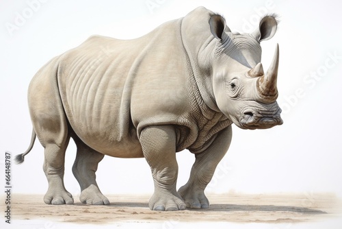Drawing of a white rhinoceros. Generative AI