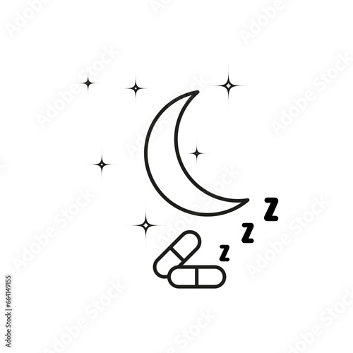 Sleep pills icon. Dose drug melatonin, zzz icon. Vector illustration. EPS 10.