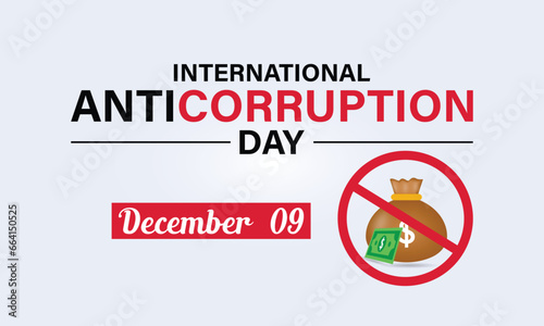 Stop corruption icon. International Anti corruption day. Prohibition sign. Banner, poster, card, background design.