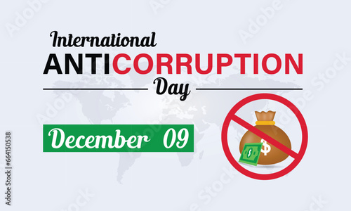 Stop corruption icon. International Anti corruption day. Prohibition sign. Banner, poster, card, background design.