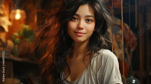 Portrait Beautiful Young Asian Woman Happy Smile , Background Image ,Desktop Wallpaper Backgrounds, Hd