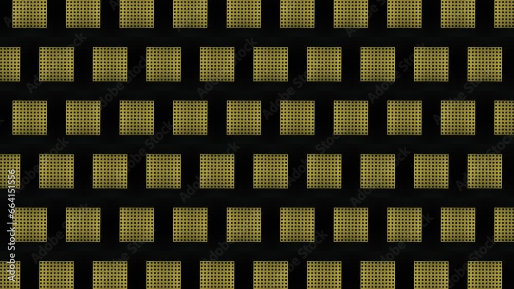 2d animation of golden square pattern on black background. Seamless loop 2d animation of golden square pattern on black background. Seamless loop