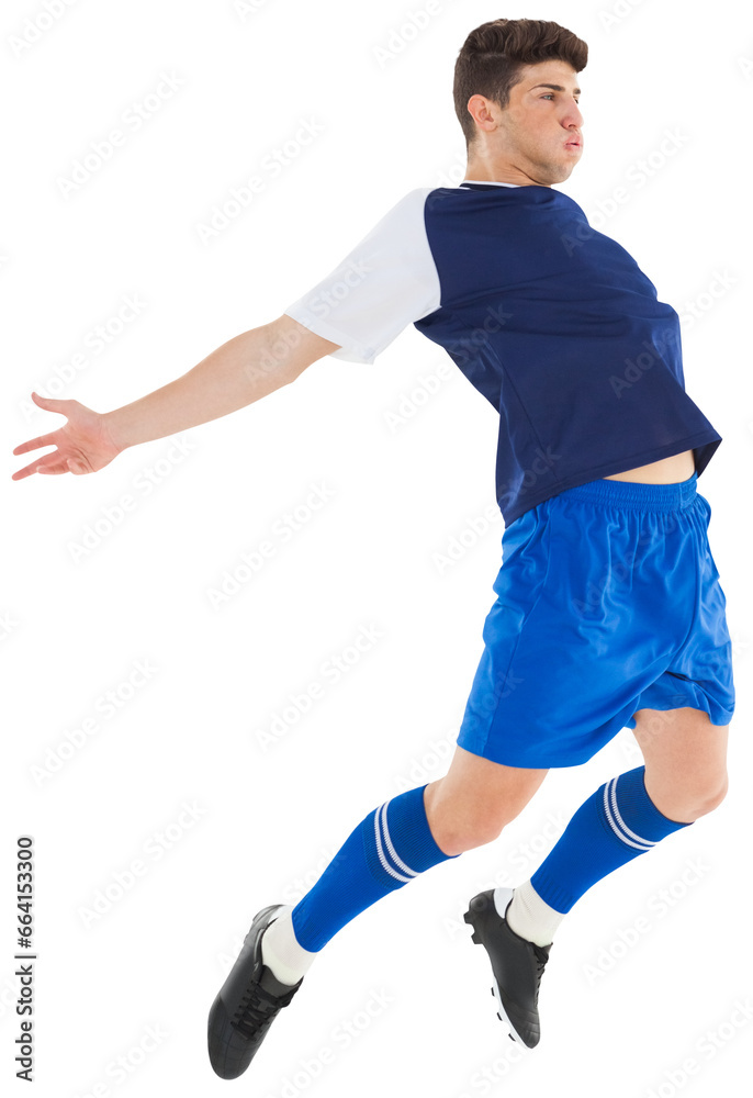Digital png photo of caucasian male footballer on transparent background