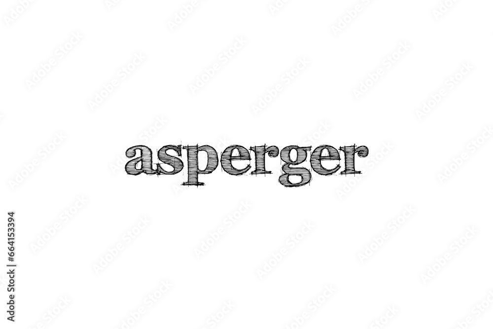 Digital png illustration of asperger text on transparent background