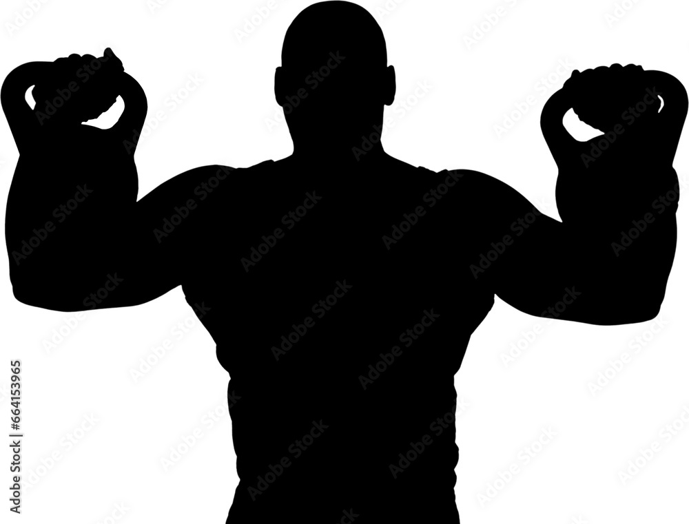 Fototapeta premium Digital png illustration of silhouette of sportsman with weights on transparent background