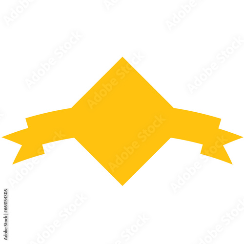 Digital png illustration of yellow badge with copy space on transparent background