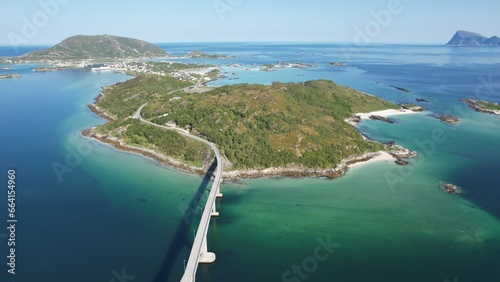Bridges in the countryside. Norway View from above. Abstract landscape of rocks and sea. © pettys