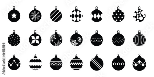 Set of christmas ball silhouette, vector illustration.