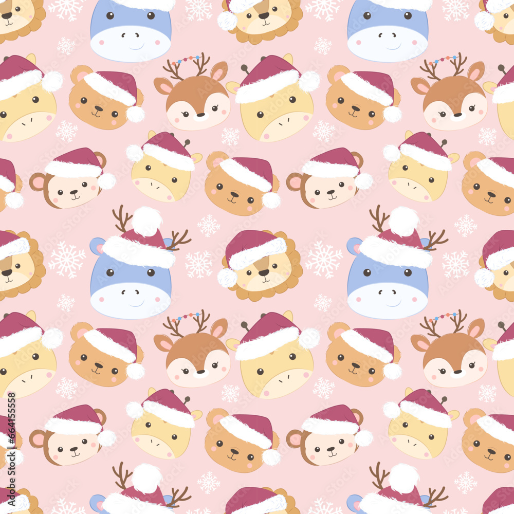 Fototapeta premium Festive Christmas Seamless Pattern Illustration