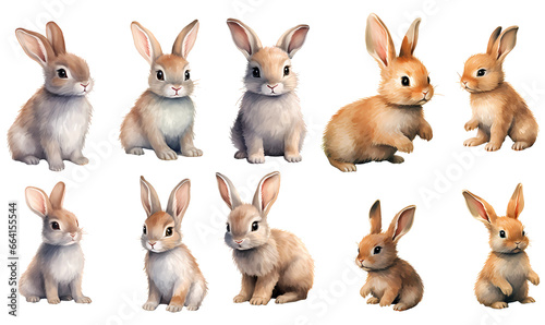 Bunny Watercolor Illustration clipart. Generative AI