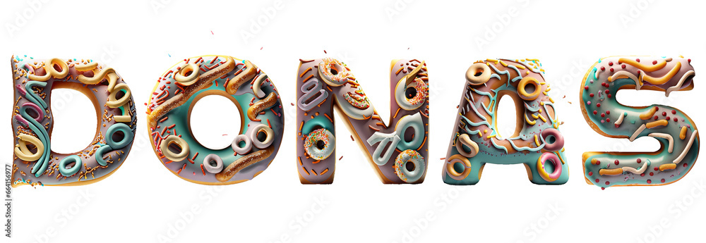 Naklejka premium text DONAS made of donut - generated by ai