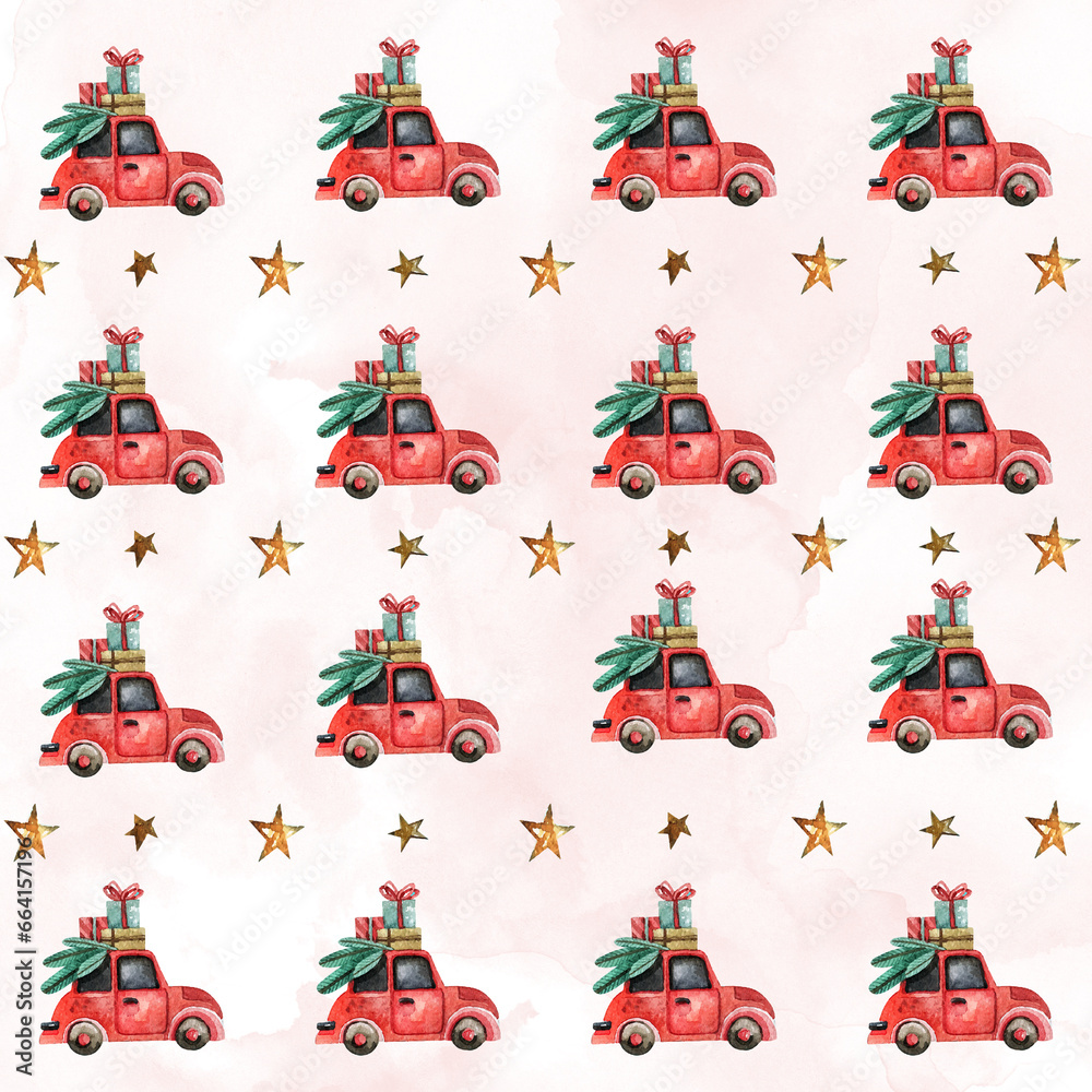 Fototapeta premium Festive Christmas Seamless Pattern Illustration