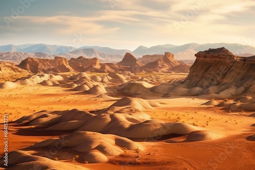 Desert landscape. Earthy landforms. Generative AI photo