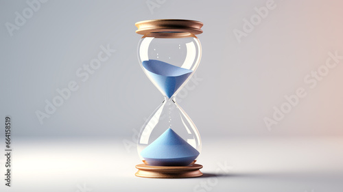 Classic wooden hourglass on white background.