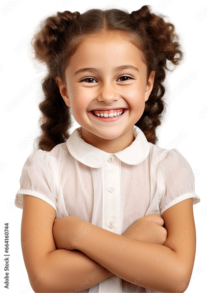 Portrait of little girl with arms crossed and isolated on transparent background, png file Portrait of little girl with arms crossed and isolated on transparent background, png file