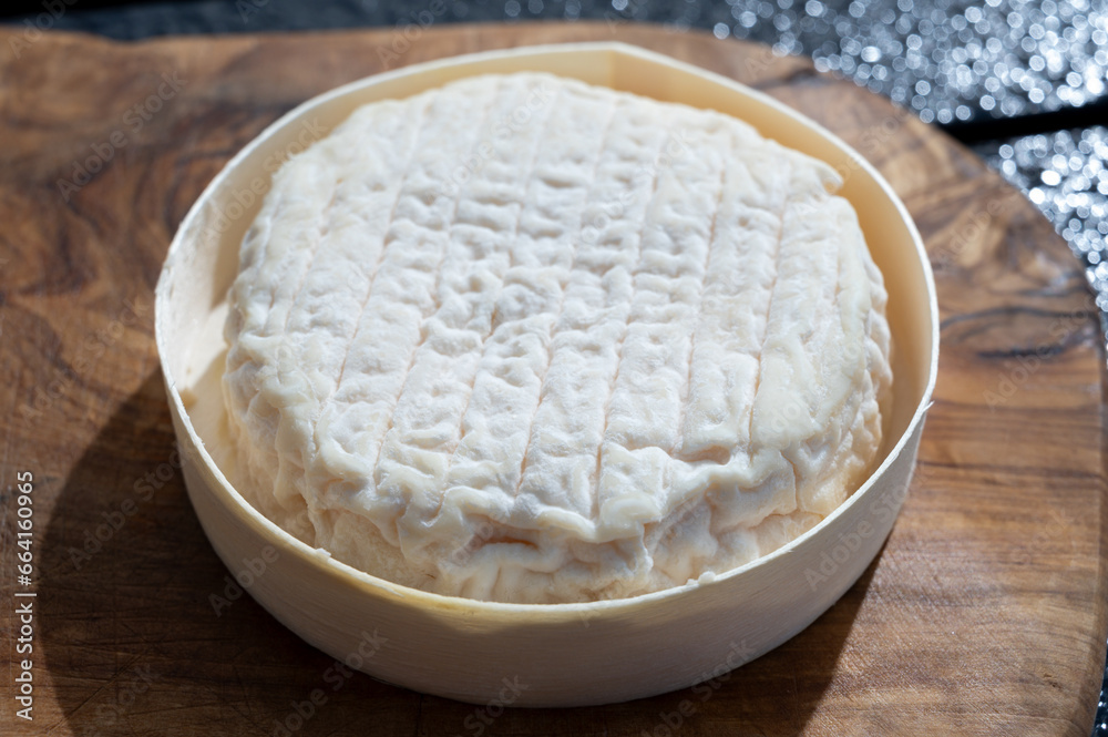 Cheese collection, French Perail let Buissieres cheese made from sheep milk from Aveyron, France close up Cheese collection, French Perail let Buissieres cheese made from sheep milk from Aveyron, France close up