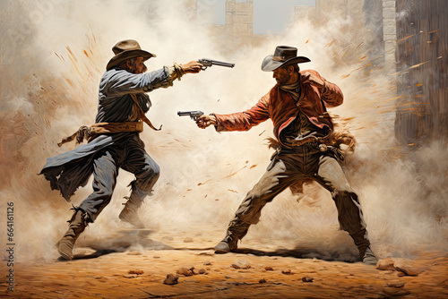 Cowboy duel or gunfight photo